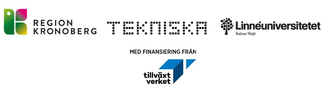 Logotyper Region Kronoberg, Tekniska museet, Linnéuniversitetet och Tillväxtverket