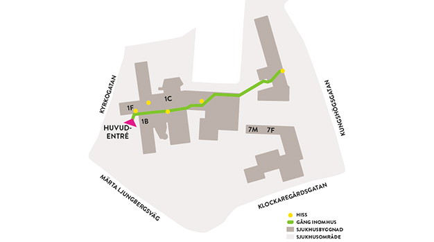 Karta över Ljungby Lasarett