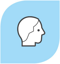 En ruta med ett tecknat huvud i profil.