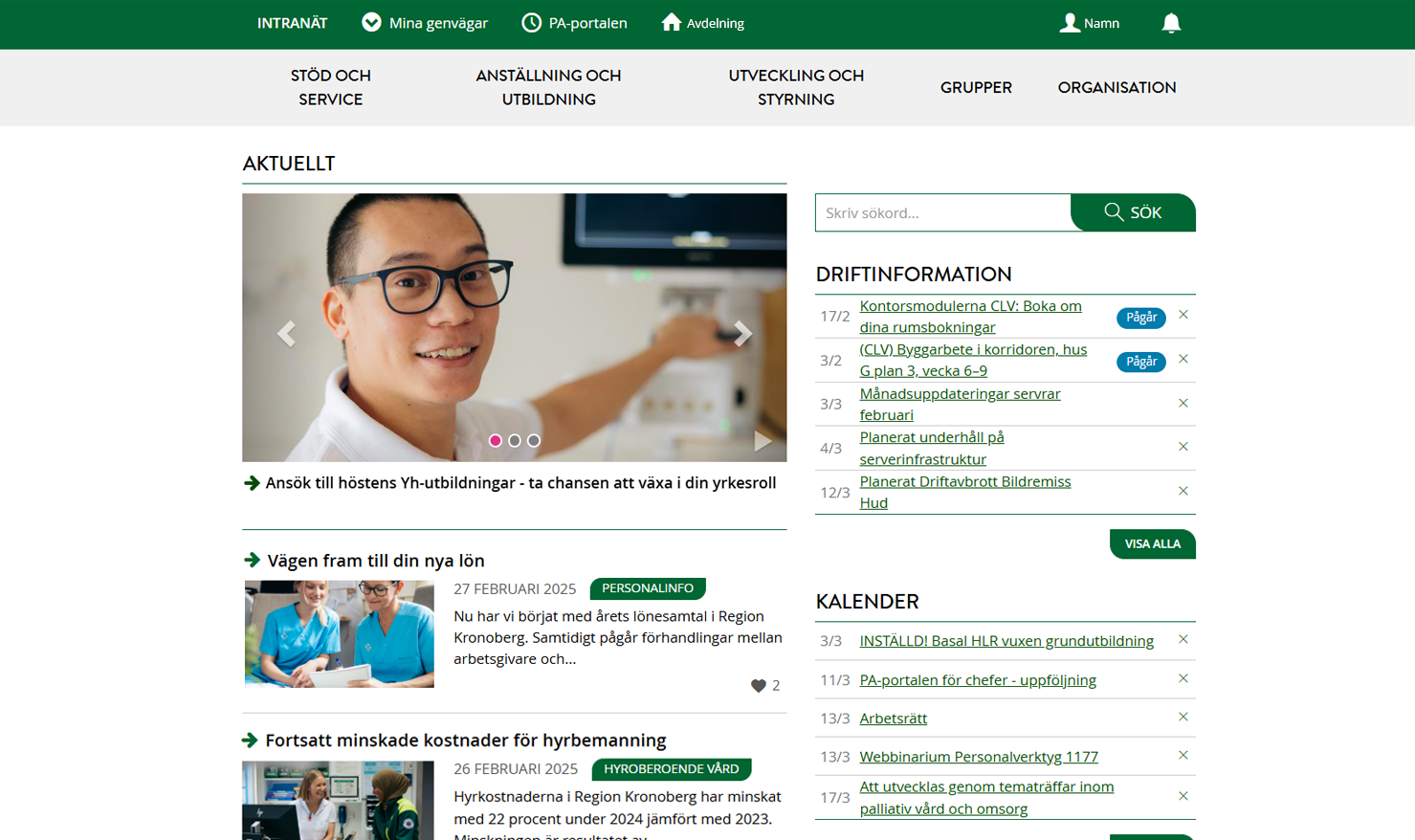 Bild på Kronobergs intranät